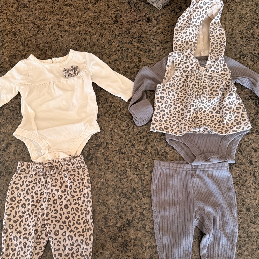Newborn Leopard Print Baby Outfit Set